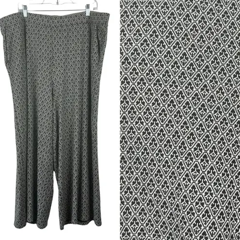 Eloquii B&W Knit Design Wide Leg Pull On Crop Pants Career Pockets Plus Size 22