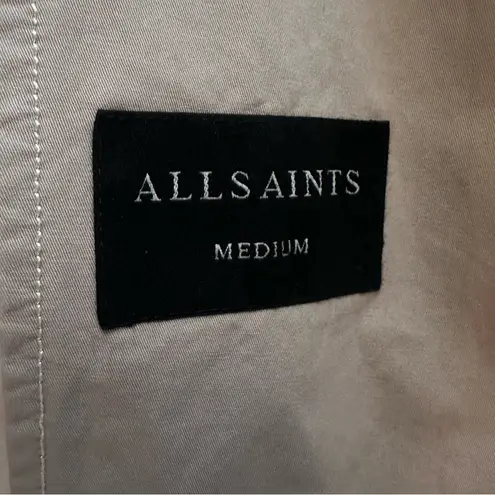 ALLSAINTS Luna Stitch Twill Mac Coat Beige Med Belt Missing Lightweight Jacket