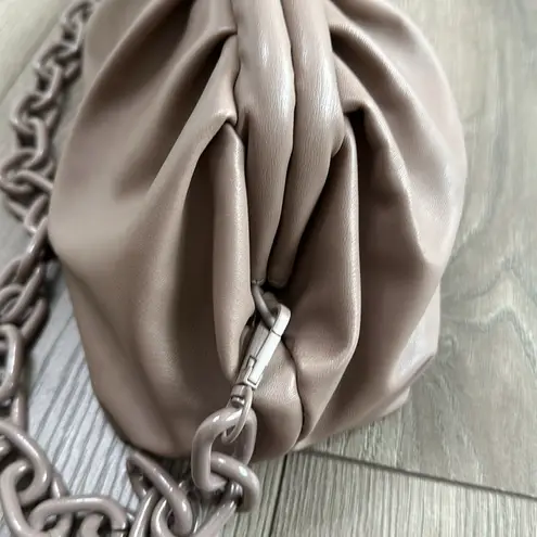 Badgley Mischka NWOT Wrapped Frame Taupe Brown Clutch Chain Shoulder Bag