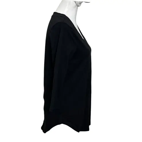 Pact Relaxed Slub Shirt Organic Cotton Top 3/4 Sleeves Black Womens Size S