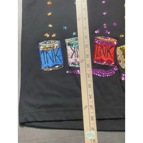 Vintage Size M Embroidered Beaded INK Tee Shirt Unique Y2K Embellished F