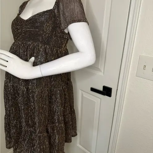 Draper James Elegant Brown Shimmer short Dress. #101