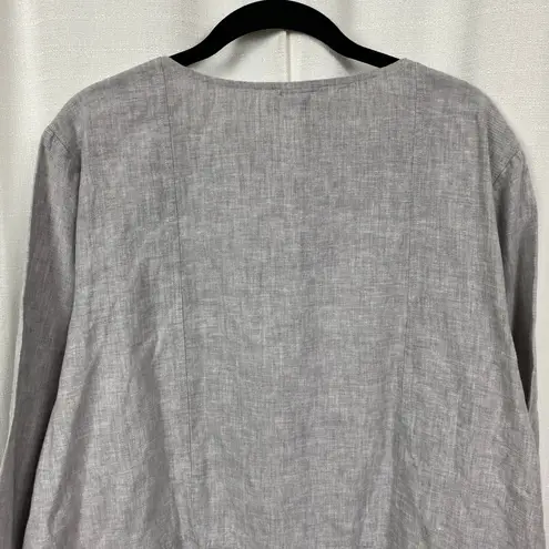 Habitat Gray Linen&Cotton 3/4 Sleeve Boxy Top Sz.L