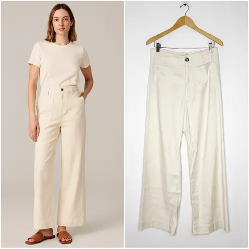 Maeve The Colette Wide Leg Pants Cream Linen Blend Size 30T Anthropologie