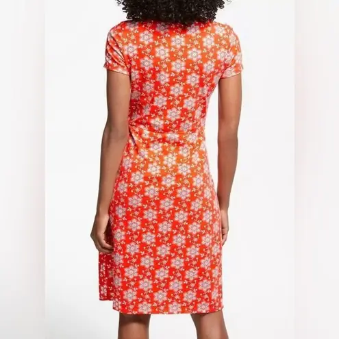 Boden Phoebe Jersey Knit Dress in Orange & Blue Floral Daisy Print Size 6 Petite
