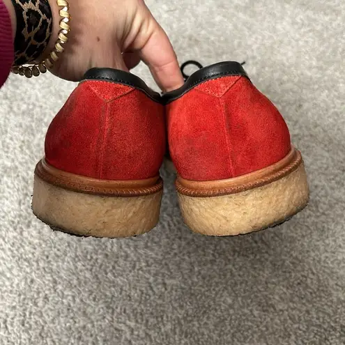 ADIEU LOAFERS SIZE 43. Red and black leather suede