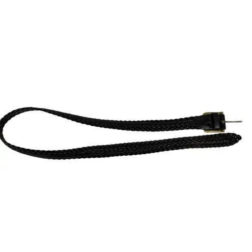 Vintage Brown Leather Braided Belt with Brass Buckle