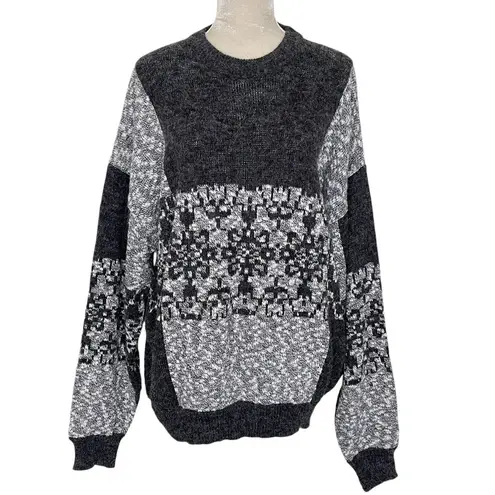 Vintage Nuovo Retro Grandpa Grandma Sweater Unisex Size XL Grunge Acrylic Gray