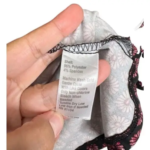 kim rogers Tunic Size Small Round Neck Womens Red Black Floral Pattern