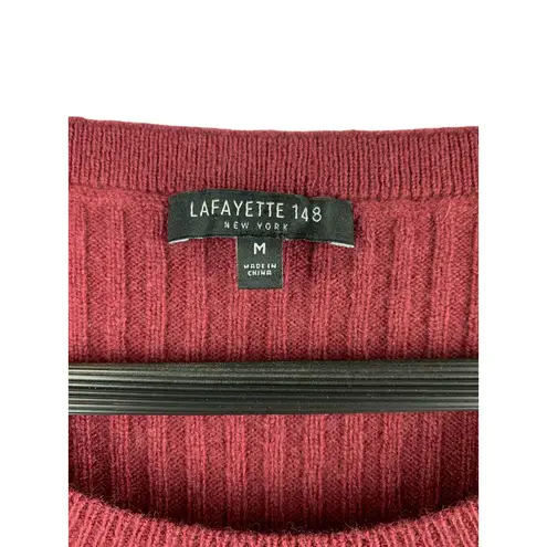 Lafayette 148 New York Womens Ribbed Knit Sleeveless Sweater Top M Red