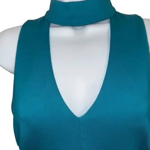 Adelyn Rae Turquoisel Green Bodycon Mini Dress Sleeveless Choker Neck EUC XS