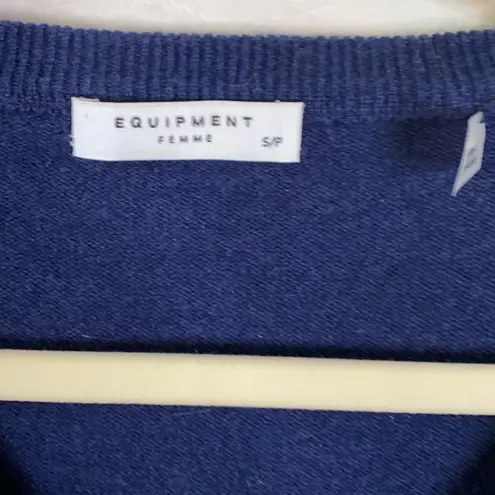 Equipment Cecile Plaid V-Neck Blue Red Sweater Size S