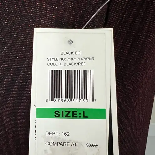 ECI New York Metallic Knit Mock Neck Sheath Dress, Burgundy, Size L New w/Tag