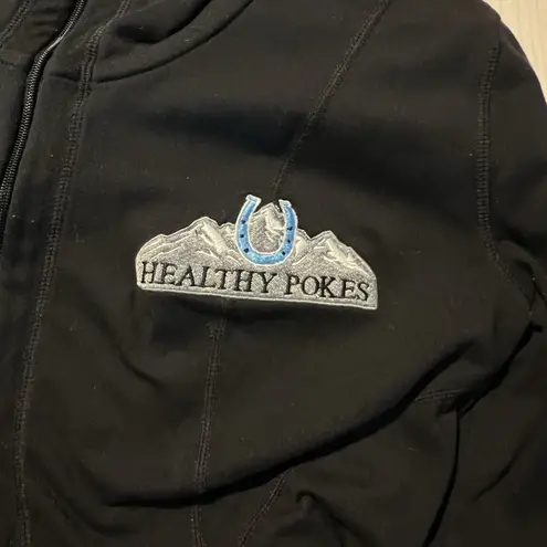 Prana Black Zip Sweater Jacket M Breathe Yoga Layna Equestrian Horseshoe Size M