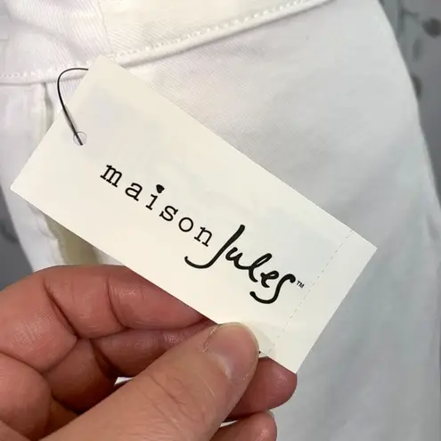 Maison Jules Womens Skirt Denim Blue Jean Button Down Straight White Size 0