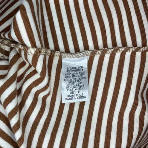 Umgee  brown and cream striped fuzzy tunic style dress poof sleeve with band cuff