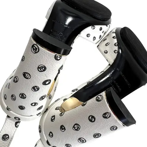 Nicholas Kirkwood MAEVA Ankle Strap Sandals in White & Black Doodle Print Size 9.5