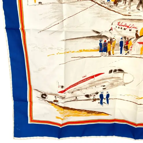 TWA Vintage "Up Up And Away" Scarf Trans World Stewardess Employee Uniform Blue