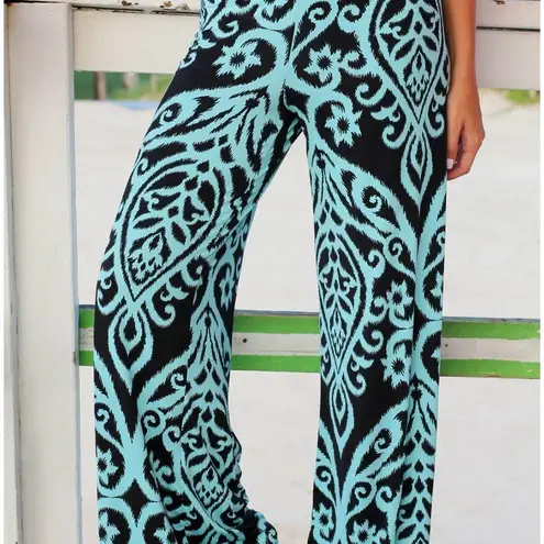 Cezanne EUC Black and Teal Wide Leg Pants Size M