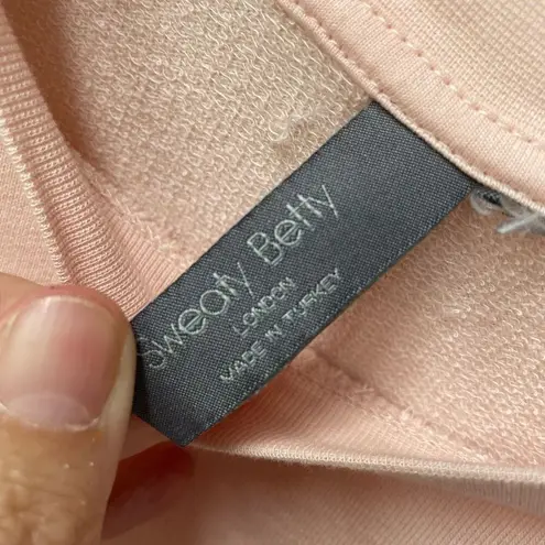 Sweaty Betty Organic Cotton After Class Longline Sweatshirt Soft Pink $78 XL