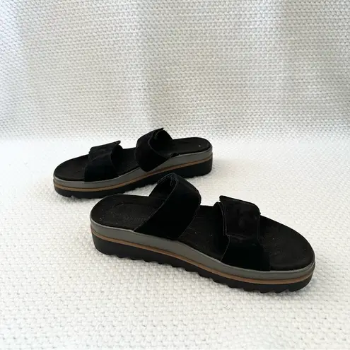 Mephisto Dania Black Suede Double Strap Velcro Platform Comfort Sandals Slide 40 Size 9