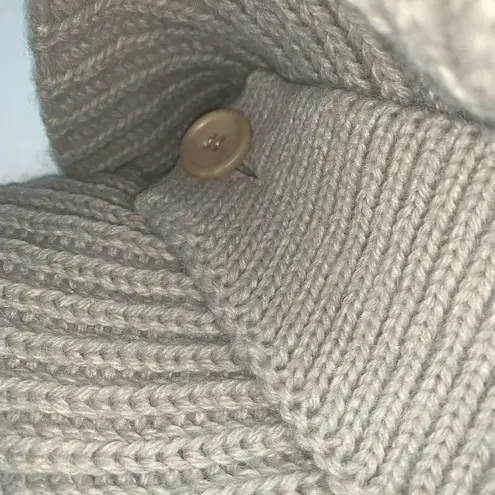 Sisley Womens Long Sweater Coat Size S Beige Button Front Boho Fringe Italy