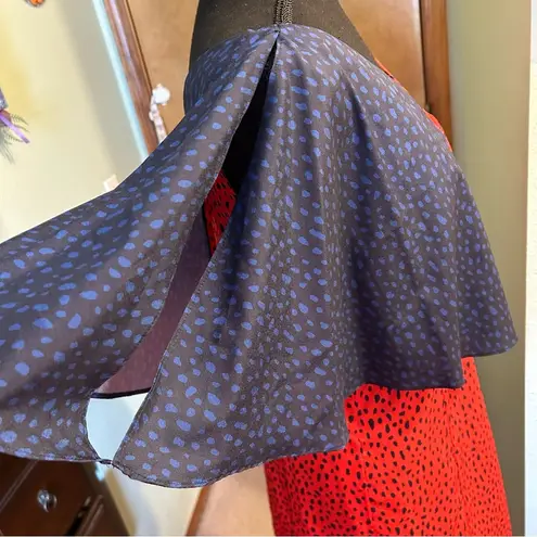 Derek Lam Collective color block red/blue cold shoulder midi dress size 44 (M)