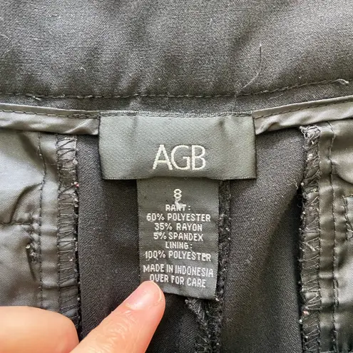 EUC AGB women’s solid black button straight leg fit dress pants stretch size 8