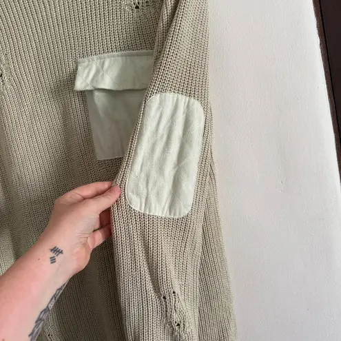 SER.O.YA | Sage Green Devin Distressed Sweater Dress Mini Chest Flap Pocket | XS