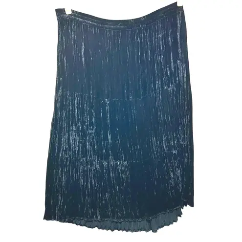 Sun River Women Midi Crushed Velvet Skirt 3X Black Whimsigoth Dark Romantic