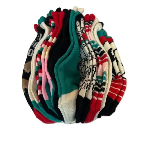 No Show 10 Pair of Multicolored Dog Socks Red