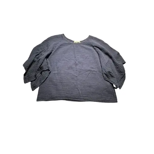 Stark X Charcoal Grey 100% Cotton Blouse Size XS Dolman Sleeve Bubble Top #D13