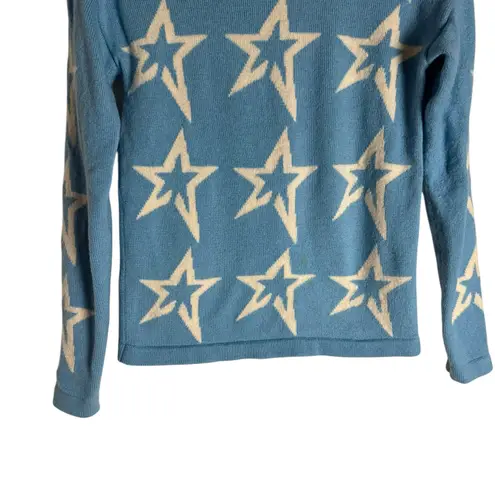 Perfect Moment Blue Star Dust Print Knit Merino Wool Turtleneck Ski Sweater M Size M