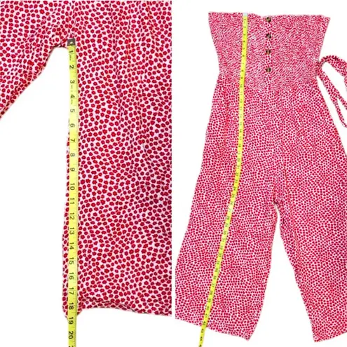 Romper Red and White Floral Strapless Jumpsuit with Pockets •Size XL Multiple