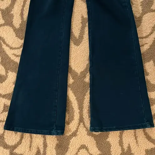 Newport News Vintage Dark Green Brushed Cotton Flared Pants size 6