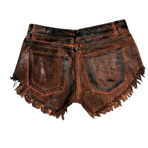 One Teaspoon Revolve  Orange/Black Low Waist Coated Denim Shorts(Size 26)