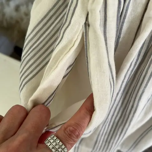 Pact cottage 100% organic cotton coastal beach mini cream gray striped dress Sâ