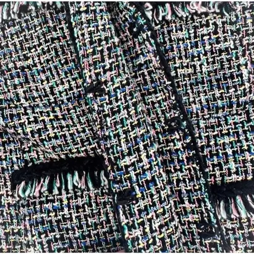 J. Crew Lady Metallic Tweed Jacket Blazer Black Rainbow Multi Fringe Women’s 8
