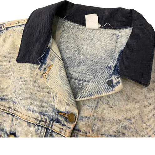 American Vintage Vintage 80s Acid Wash Denim Trucker Jacket Corduroy Collar Womens Size Large