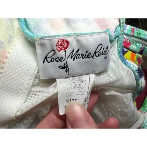 Jantzen one piece swimsuit floral high cut green yellow orange bright