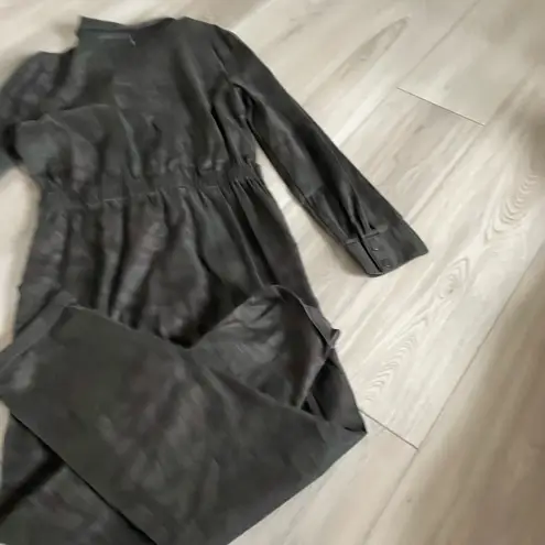 Level 99 Marlow Camouflage Long Sleeve Button Up Collared Utility Jumpsuit Small Green