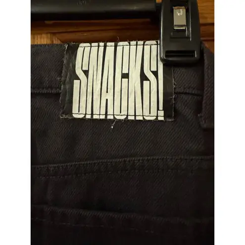 Mother denim SNACKS! The Crinkle Cut Faded Black Denim Jean Skirt Asymmetrical Size XS