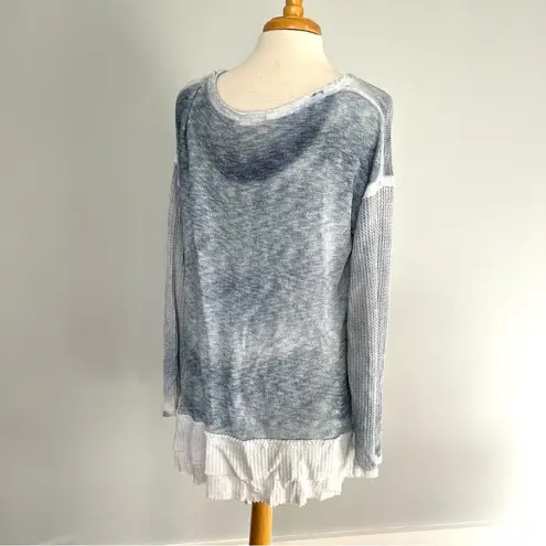 T Party Fashion T Party Light Blue White Sponge Knit Beachy Comfy Pullover Sweater Size L