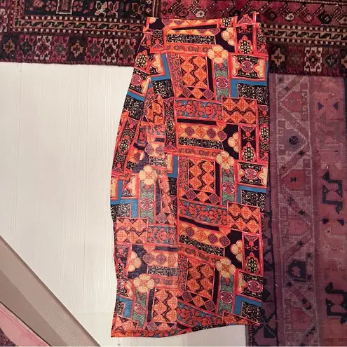 SheIn Orange print slit midi mini skirt