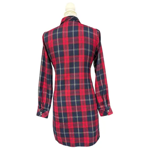 Skies Are Blue Urban Outfitters  Red Navy Plaid Mixed Print Shirt Dress Small GUC