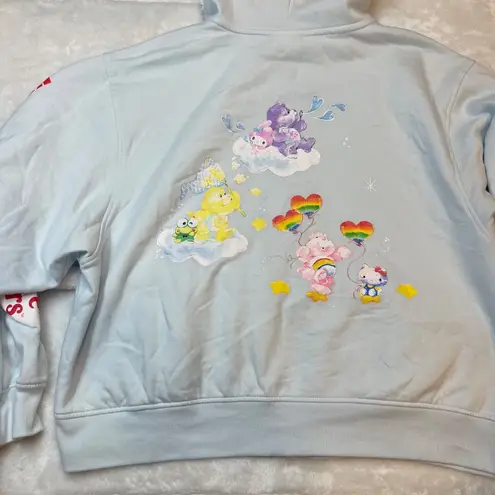 Sanrio Hello Kitty X Care Bears Collab Graphic Hoodie Women's Size XXL Full Zip Blue