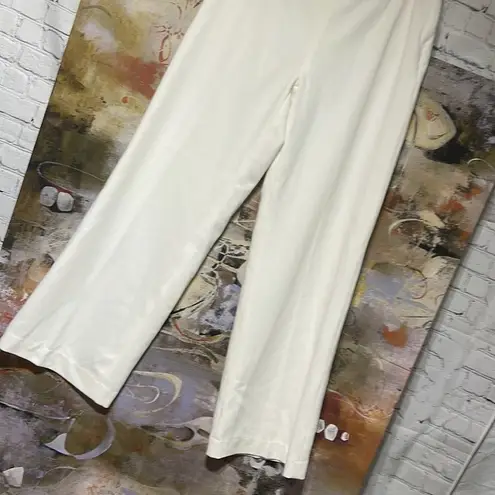 Ellen Tracy Classic Cream Wide Leg Side Zip Pant 8 