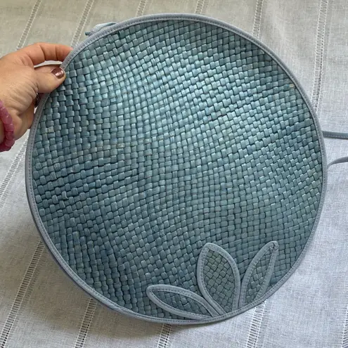 Unique Vintage Sky Blue Woven Crossbody Bag