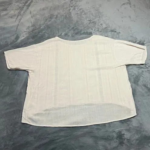 Women's Crewneck Oversized Drop Shoulder Top Size Medium Lagenlook Bohemian Tan