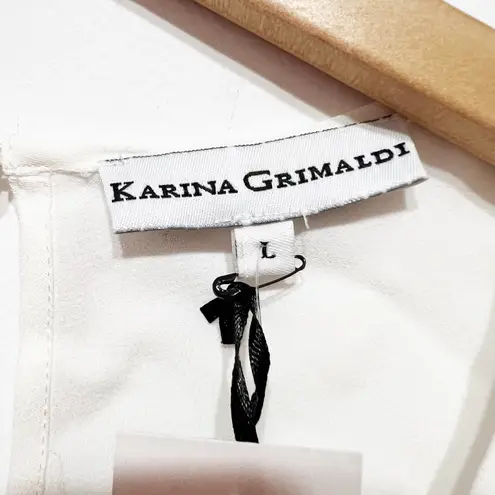 Karina Grimaldi NEW Fringe Tassel Sleeveless Scoop Neck Tank Top White Large